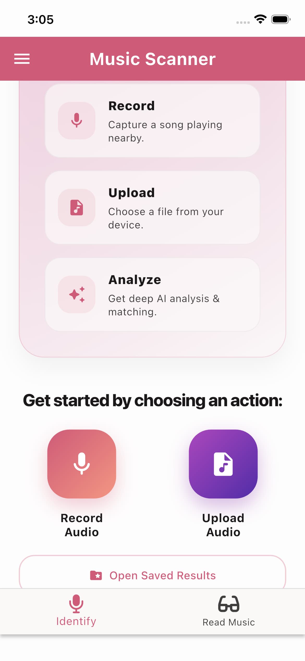 Music Scanner app — AI song identification in action