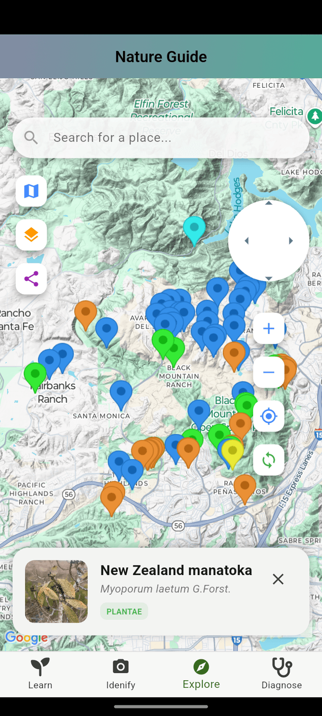 Explore species map interface