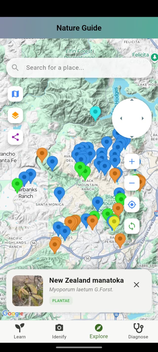 Explore species map interface