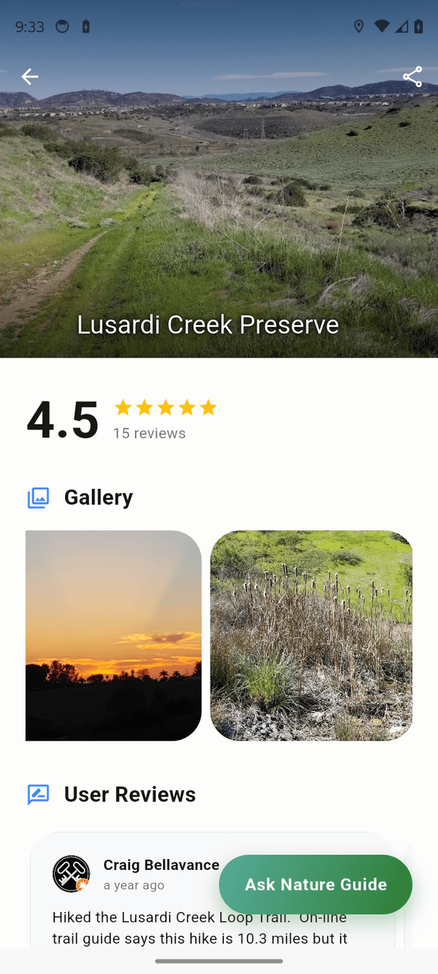 Hiking trails interface